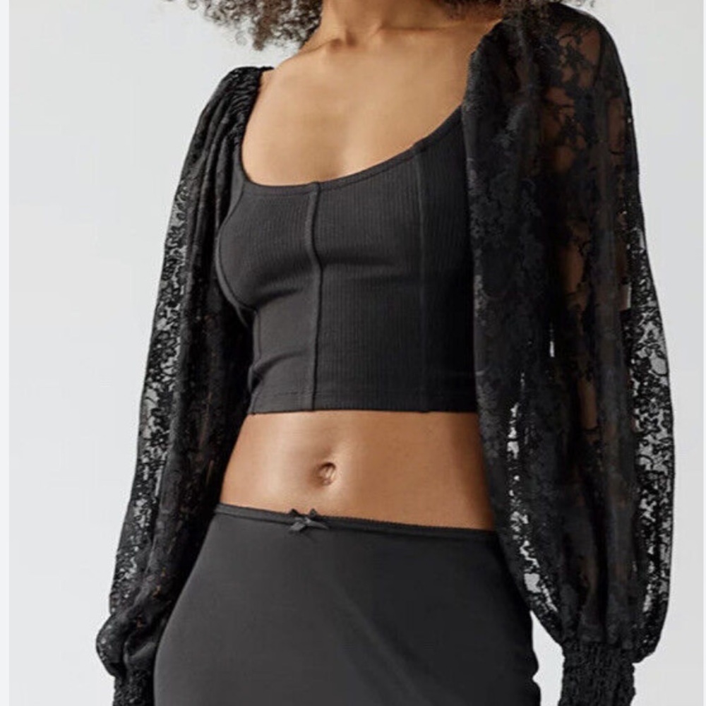Urban Outfitters Cynthia Lace Long Sleeve Blouse Top